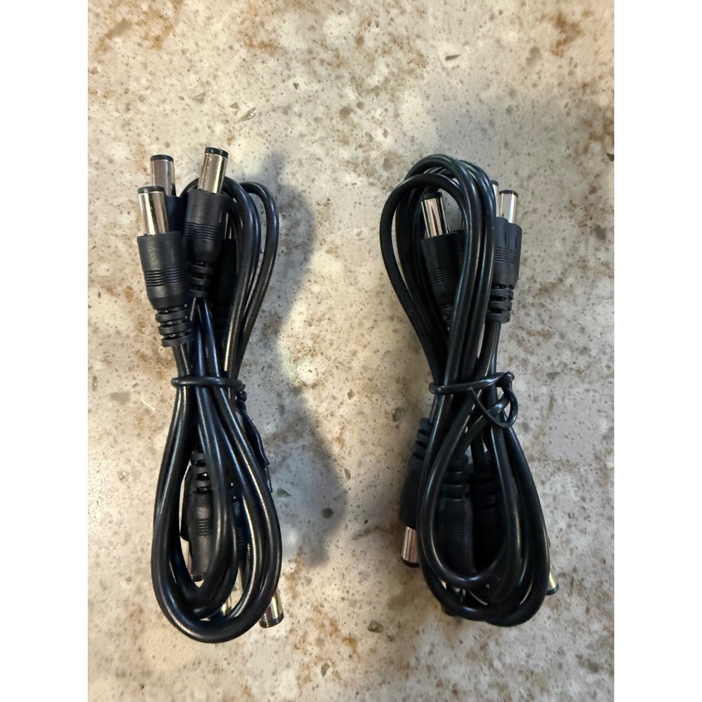 Lot of 2 DC Power Splitter Cable 1 to 4 Way 5.5mm x 2.1mm Barrel Connector Black